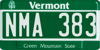 VT license plate NMA383