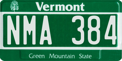 VT license plate NMA384