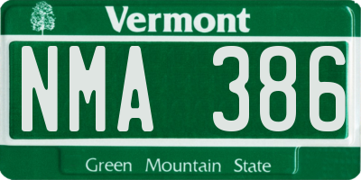 VT license plate NMA386
