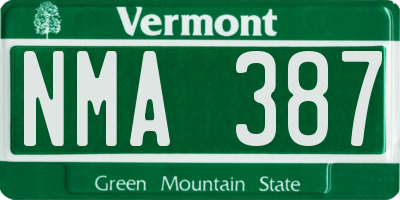 VT license plate NMA387