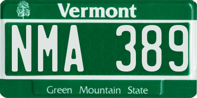 VT license plate NMA389