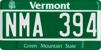 VT license plate NMA394