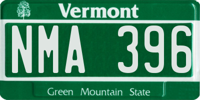 VT license plate NMA396