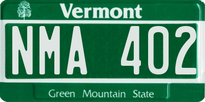 VT license plate NMA402