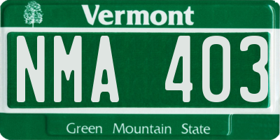 VT license plate NMA403