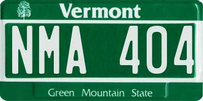 VT license plate NMA404