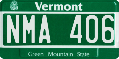 VT license plate NMA406