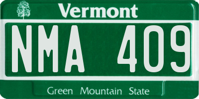 VT license plate NMA409