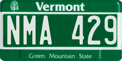 VT license plate NMA429