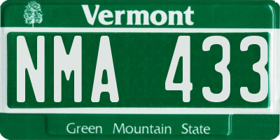 VT license plate NMA433