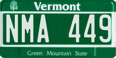 VT license plate NMA449