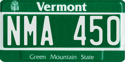 VT license plate NMA450