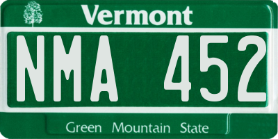 VT license plate NMA452