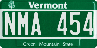 VT license plate NMA454