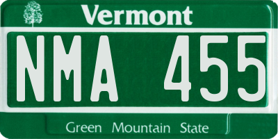 VT license plate NMA455