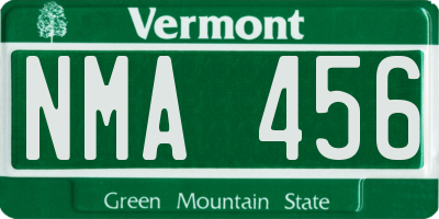 VT license plate NMA456