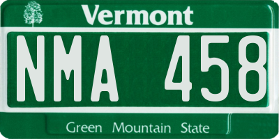 VT license plate NMA458