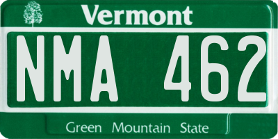VT license plate NMA462