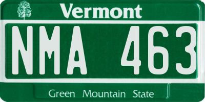 VT license plate NMA463