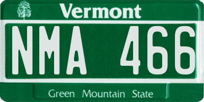 VT license plate NMA466