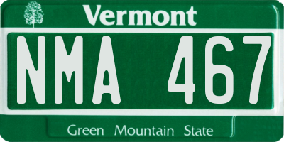 VT license plate NMA467