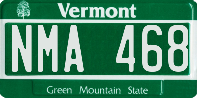 VT license plate NMA468
