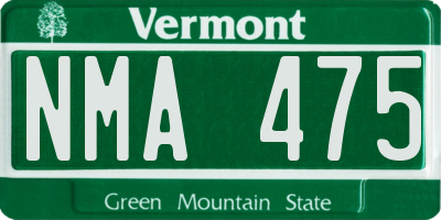 VT license plate NMA475