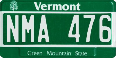 VT license plate NMA476