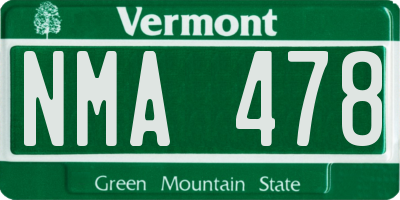 VT license plate NMA478