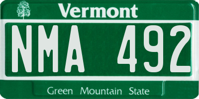VT license plate NMA492