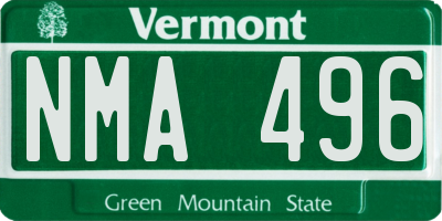 VT license plate NMA496