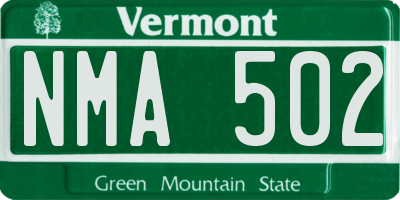 VT license plate NMA502