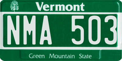 VT license plate NMA503
