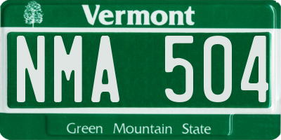 VT license plate NMA504