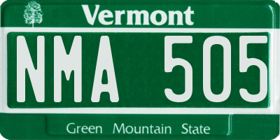 VT license plate NMA505