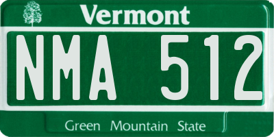 VT license plate NMA512