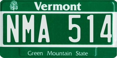 VT license plate NMA514