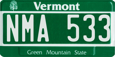 VT license plate NMA533