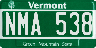 VT license plate NMA538