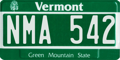 VT license plate NMA542