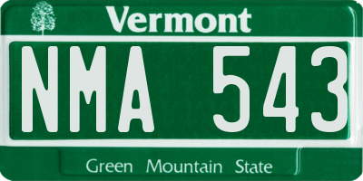 VT license plate NMA543