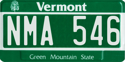 VT license plate NMA546