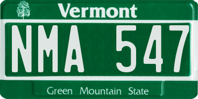 VT license plate NMA547
