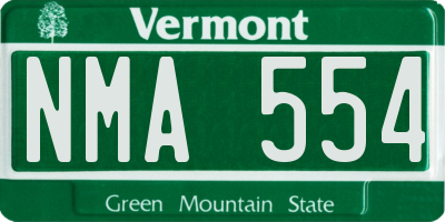 VT license plate NMA554