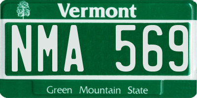 VT license plate NMA569