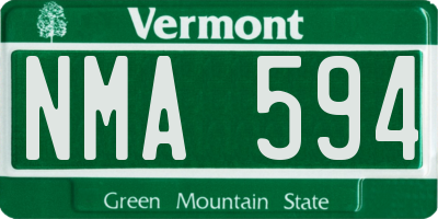 VT license plate NMA594