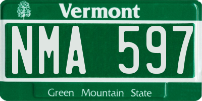 VT license plate NMA597
