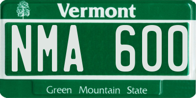 VT license plate NMA600