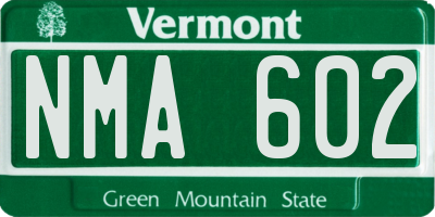 VT license plate NMA602