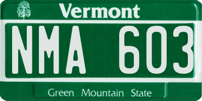 VT license plate NMA603